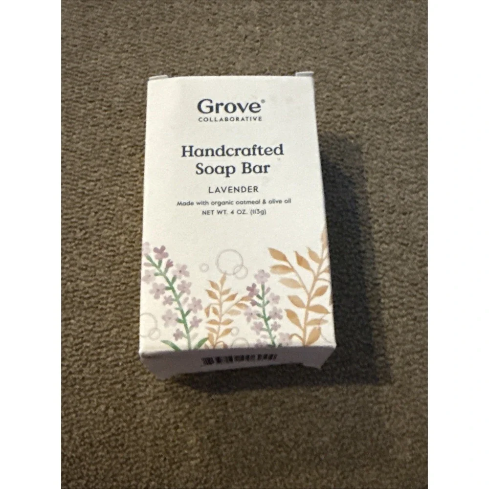GROVE CO Handcrafted Soap Bar Lavender Organic Oatmeal + Olive Oil 4 Oz (TD)